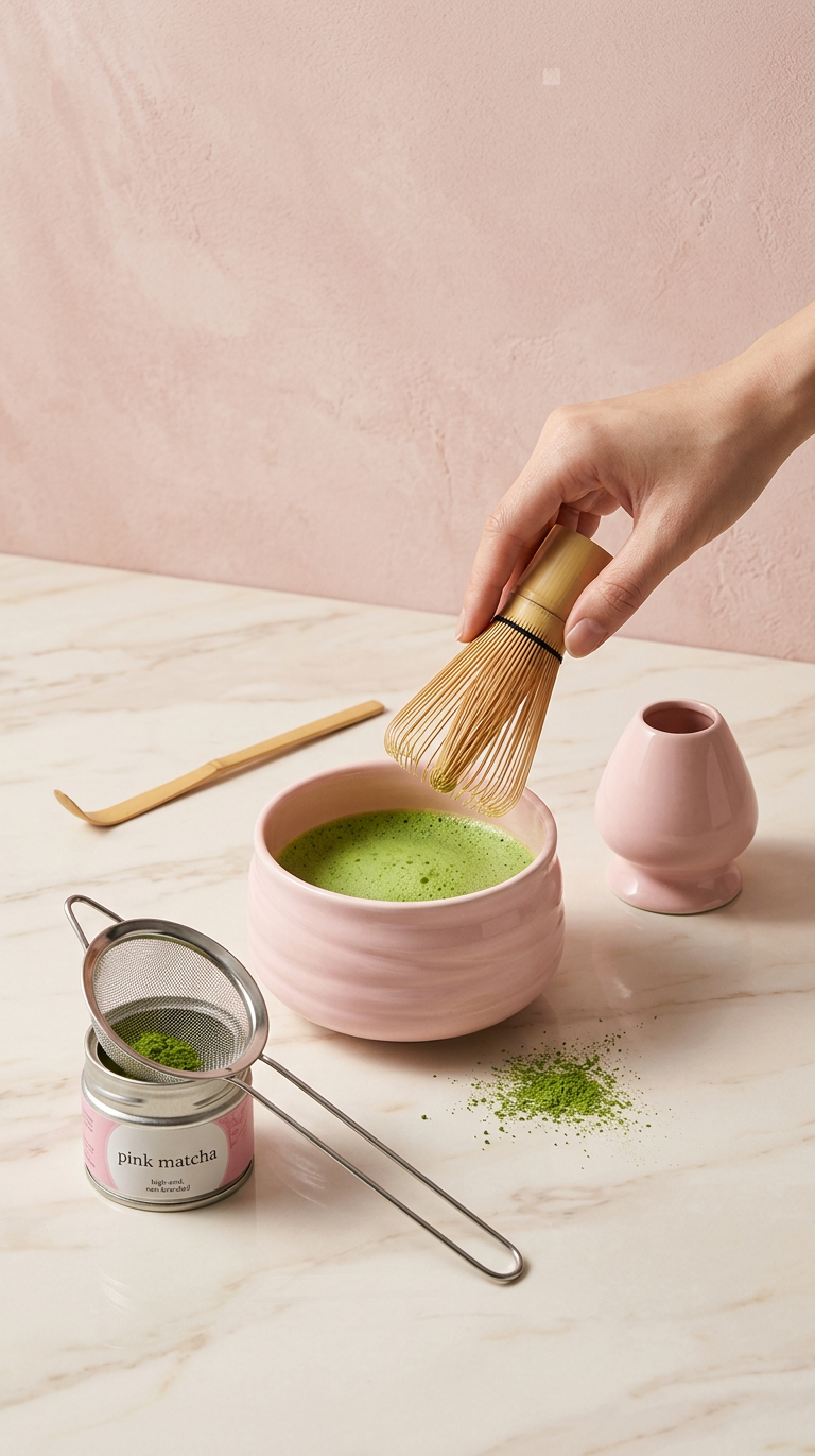 Kit Matcha Rose – Chawan, Fouet en Bambou & Accessoires