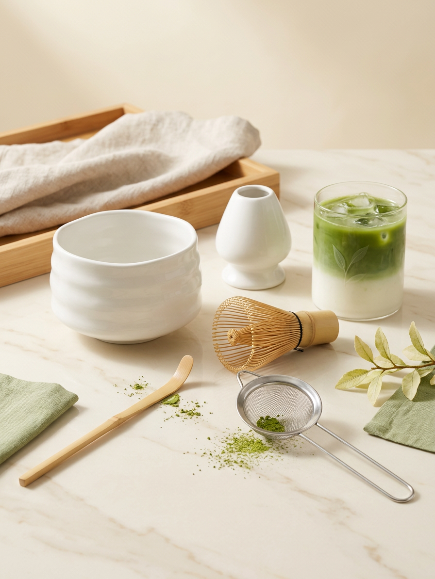 Kit Matcha Blanc – Chawan, Fouet en Bambou & Accessoires