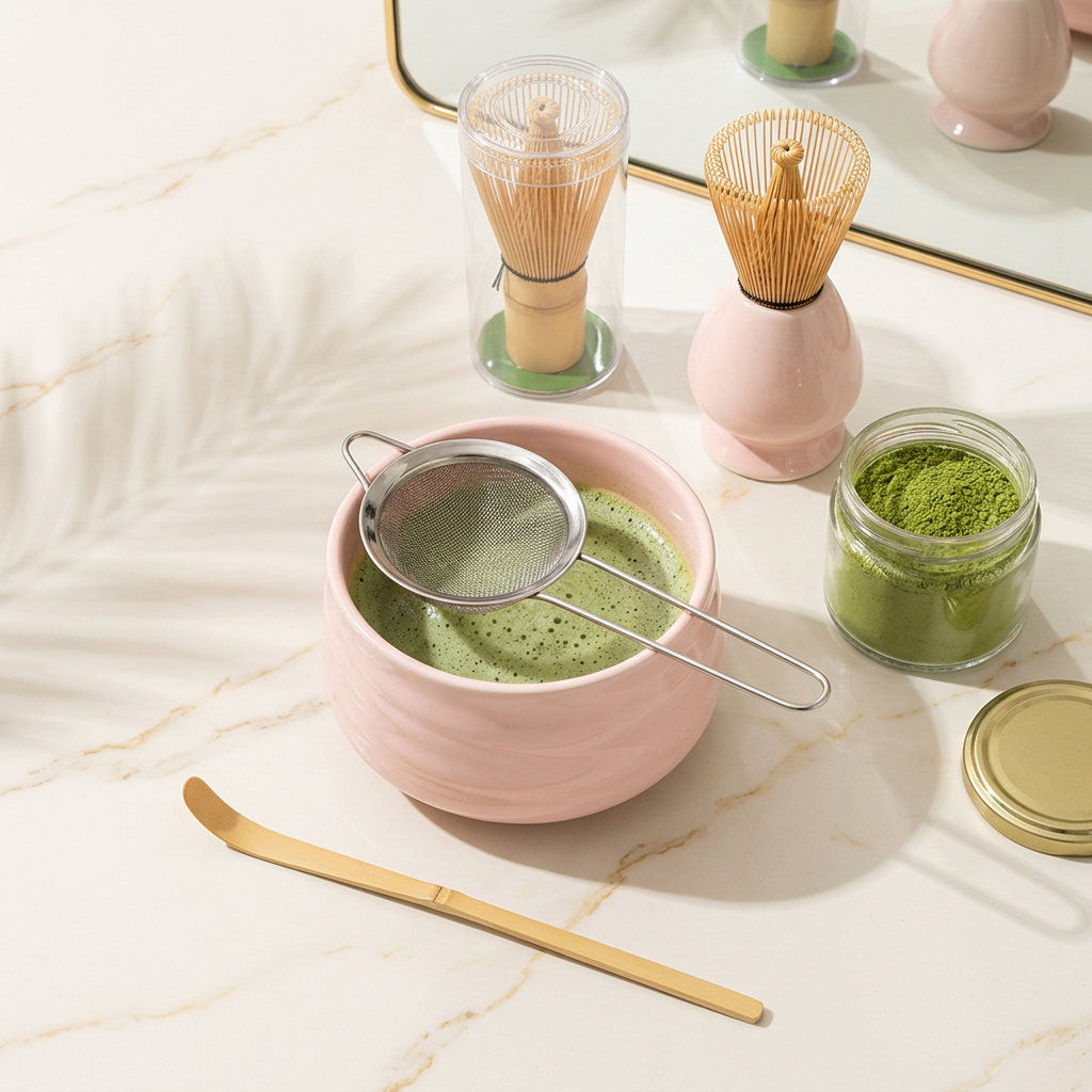 Kit Matcha Rose – Chawan, Fouet en Bambou & Accessoires