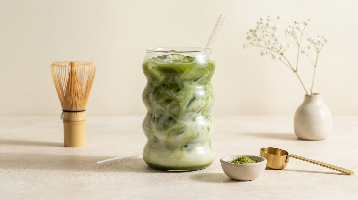 Verre à Matcha Bulle avec Paille en Verre