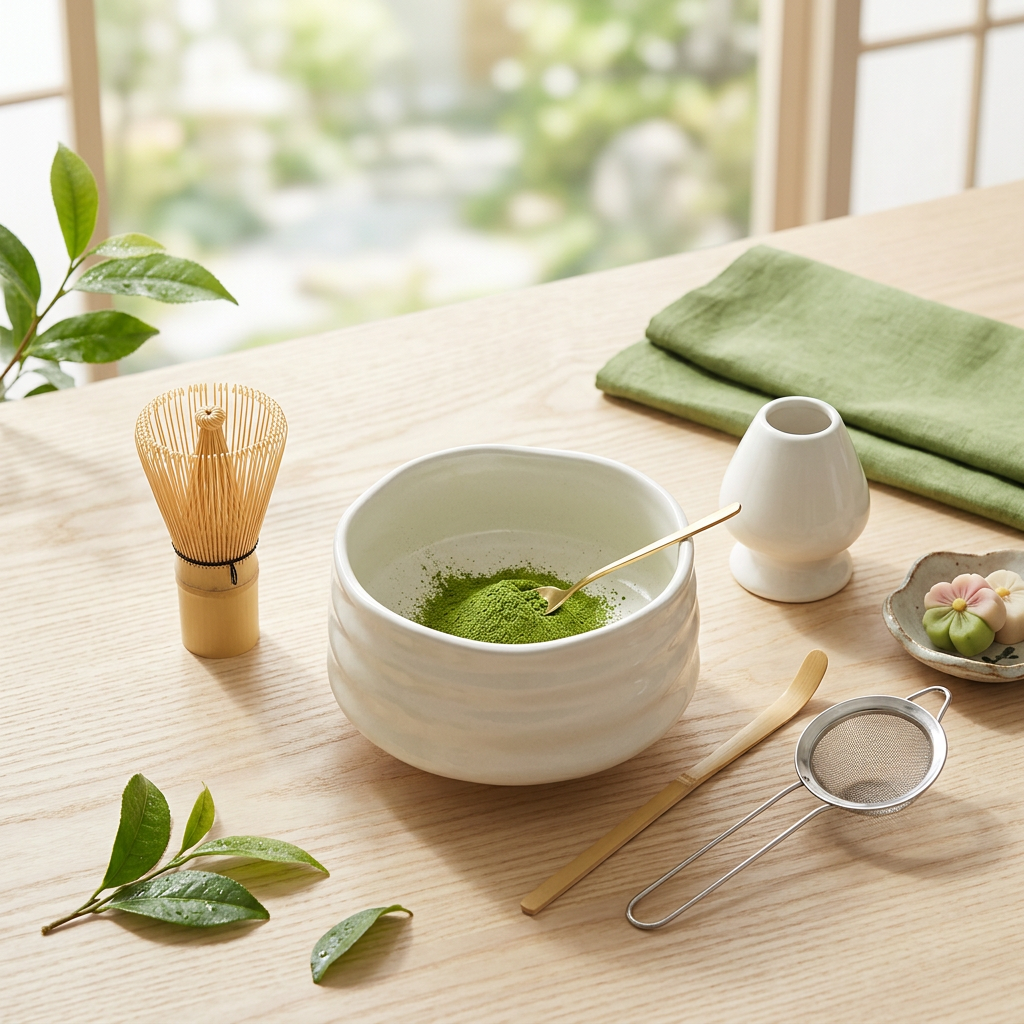 Kit Matcha Blanc – Chawan, Fouet en Bambou & Accessoires